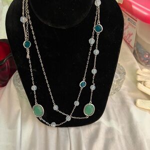 “Lea Sophia” Elegant Silver & Stone/Jem (21) Stone Necklace